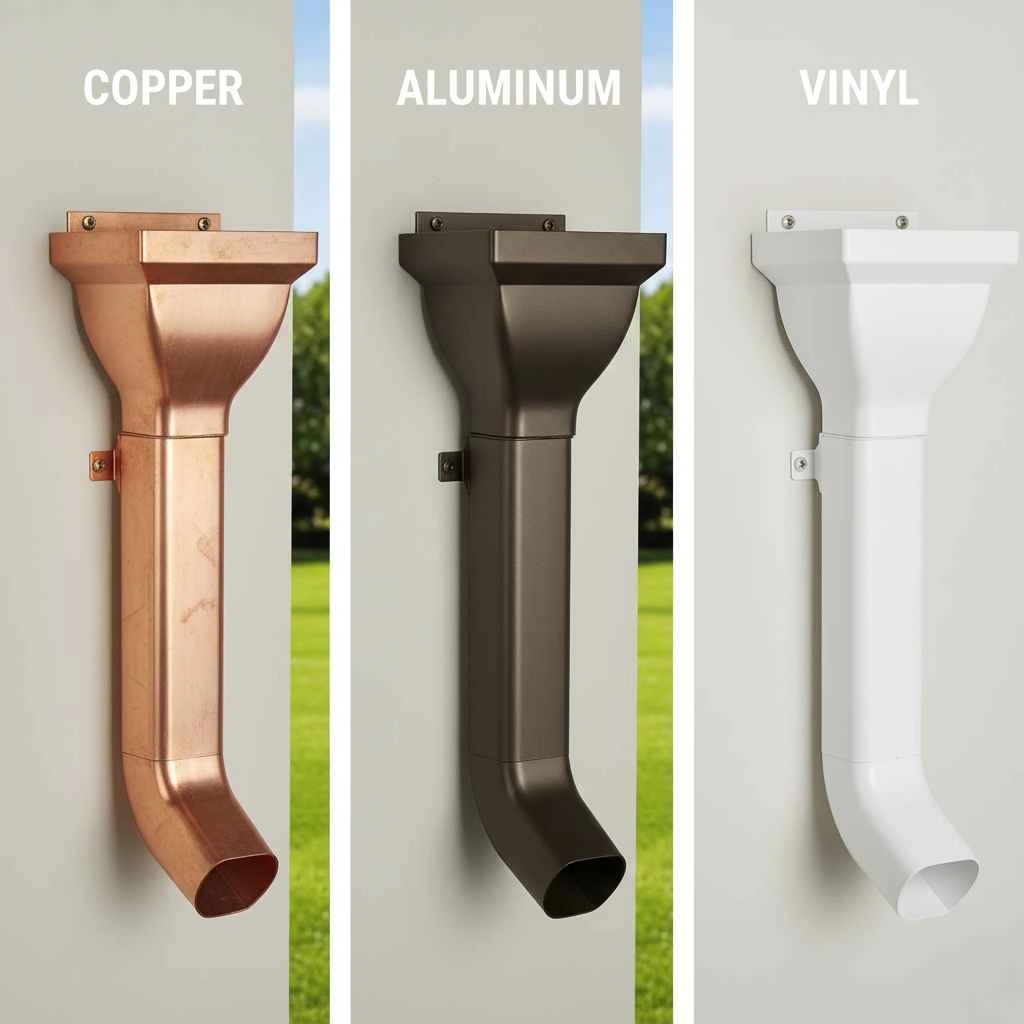 Side-by-side comparison of gutter materials on display