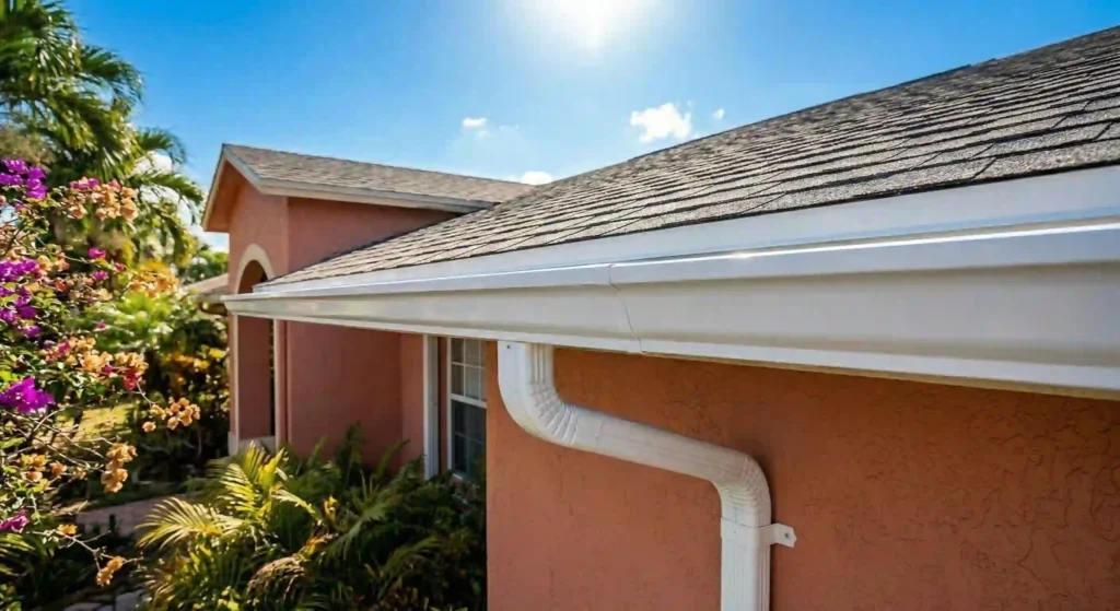 South Florida home with sun-exposed gutters